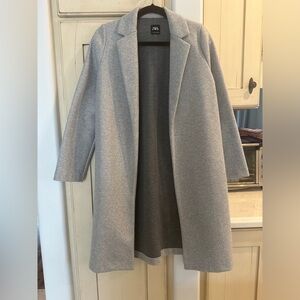 Zara Gray Trench Style Open Lapel Coat